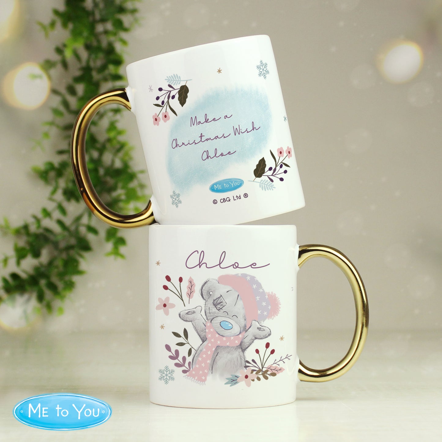 Personalised Me to You Cosy Winter Gold Handled Mug - MK&JD Gifts