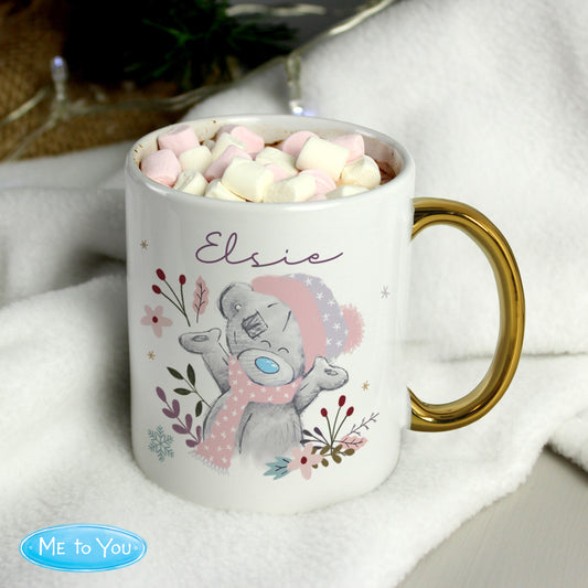 Personalised Me to You Cosy Winter Gold Handled Mug - MK&JD Gifts