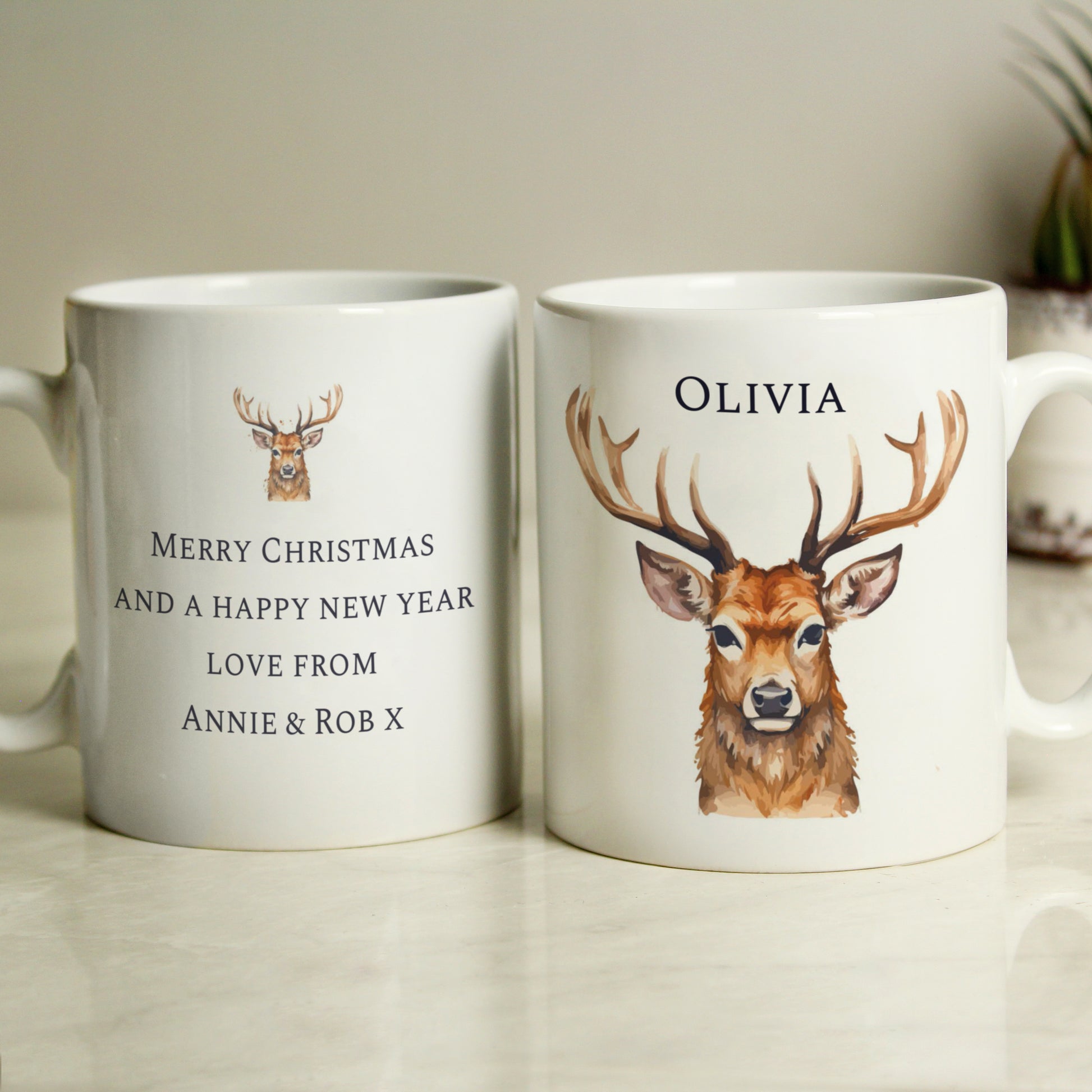 Personalised Watercolour Stag Mug - MK&JD Gifts