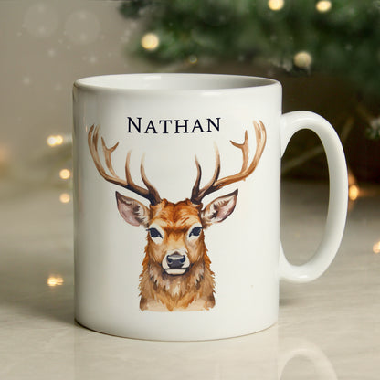 Personalised Watercolour Stag Mug - MK&JD Gifts