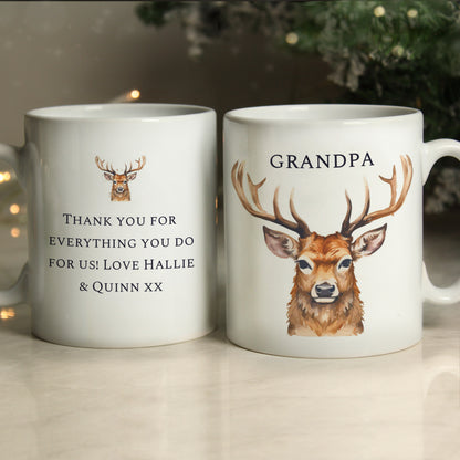 Personalised Watercolour Stag Mug - MK&JD Gifts