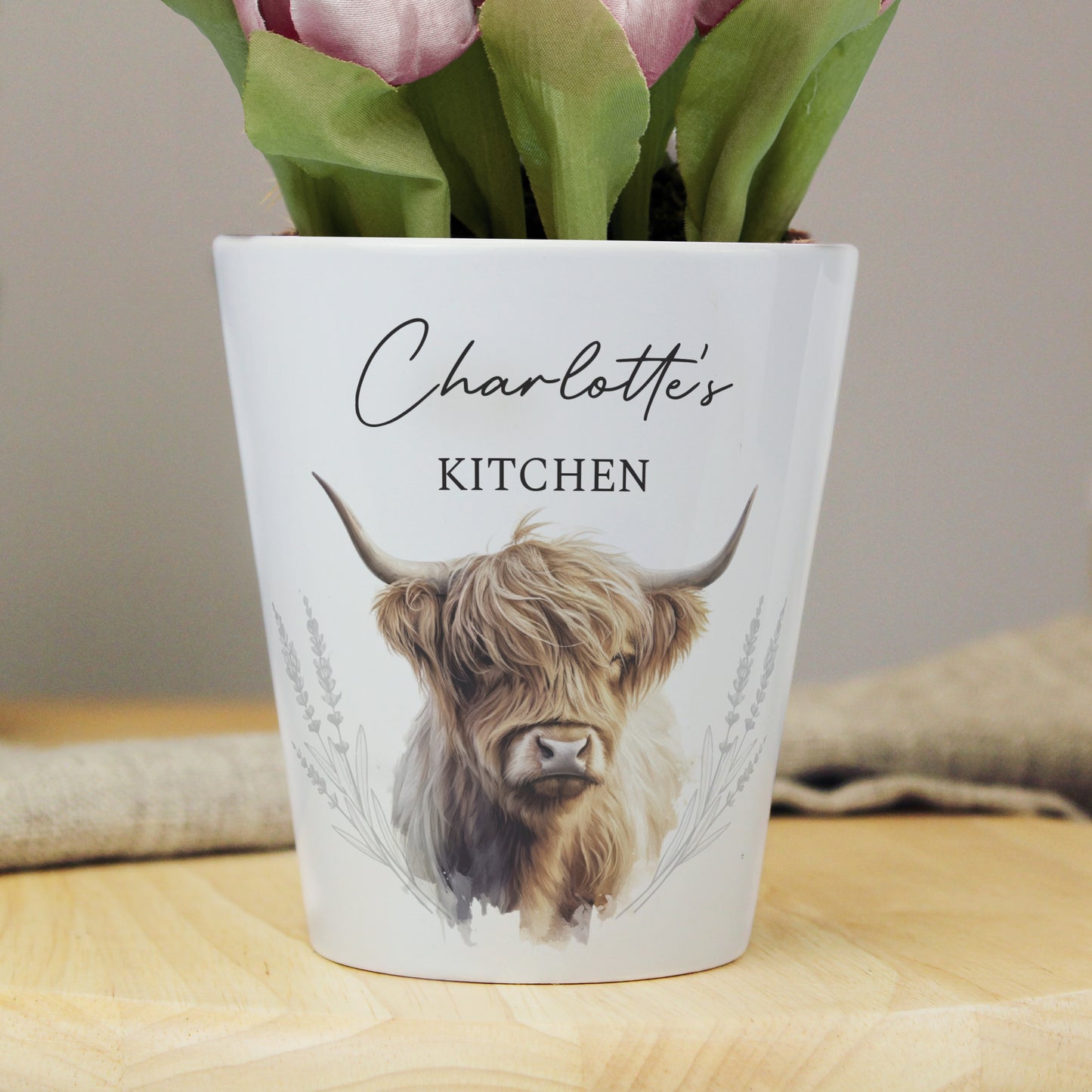 Personalised Highland Cow Plant Pot - MK&JD Gifts