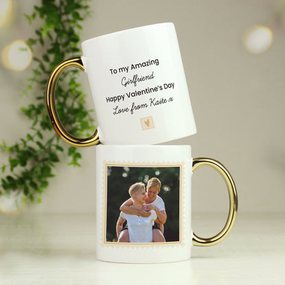 Personalised Photo Upload Gold Handled Mug