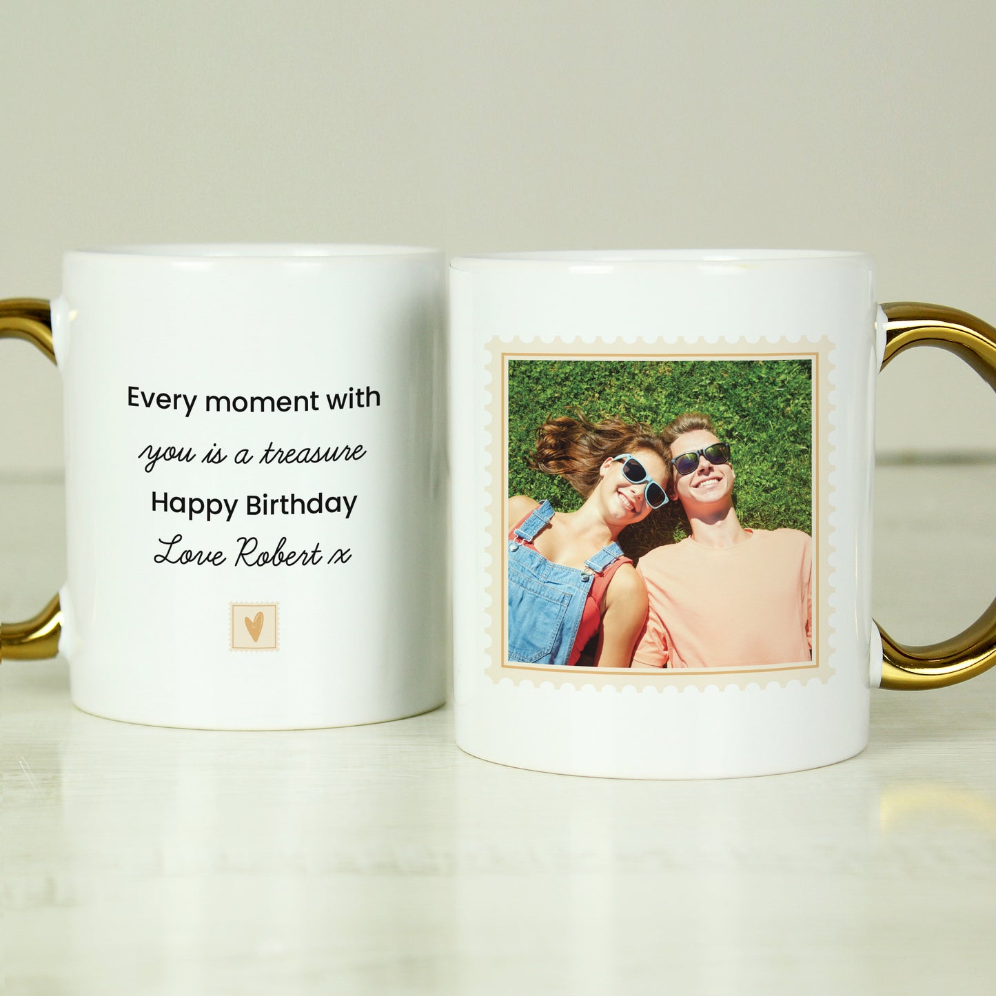 Personalised Photo Upload Gold Handled Mug - MK&JD Gifts