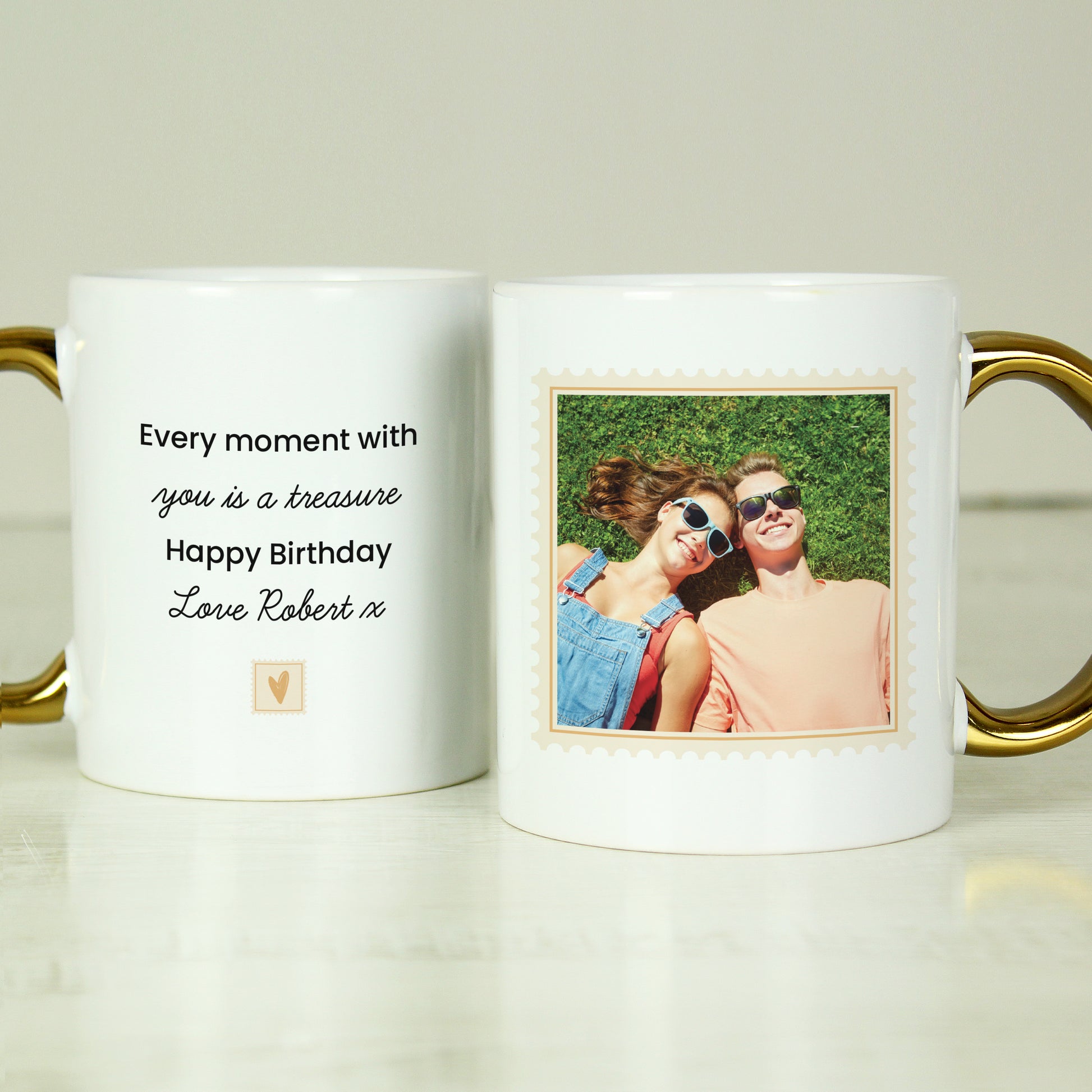 Personalised Photo Upload Gold Handled Mug - MK&JD Gifts