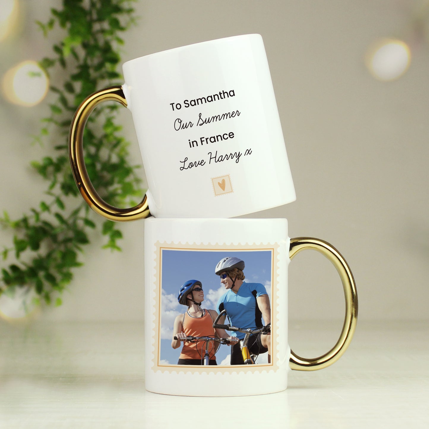Personalised Photo Upload Gold Handled Mug - MK&JD Gifts