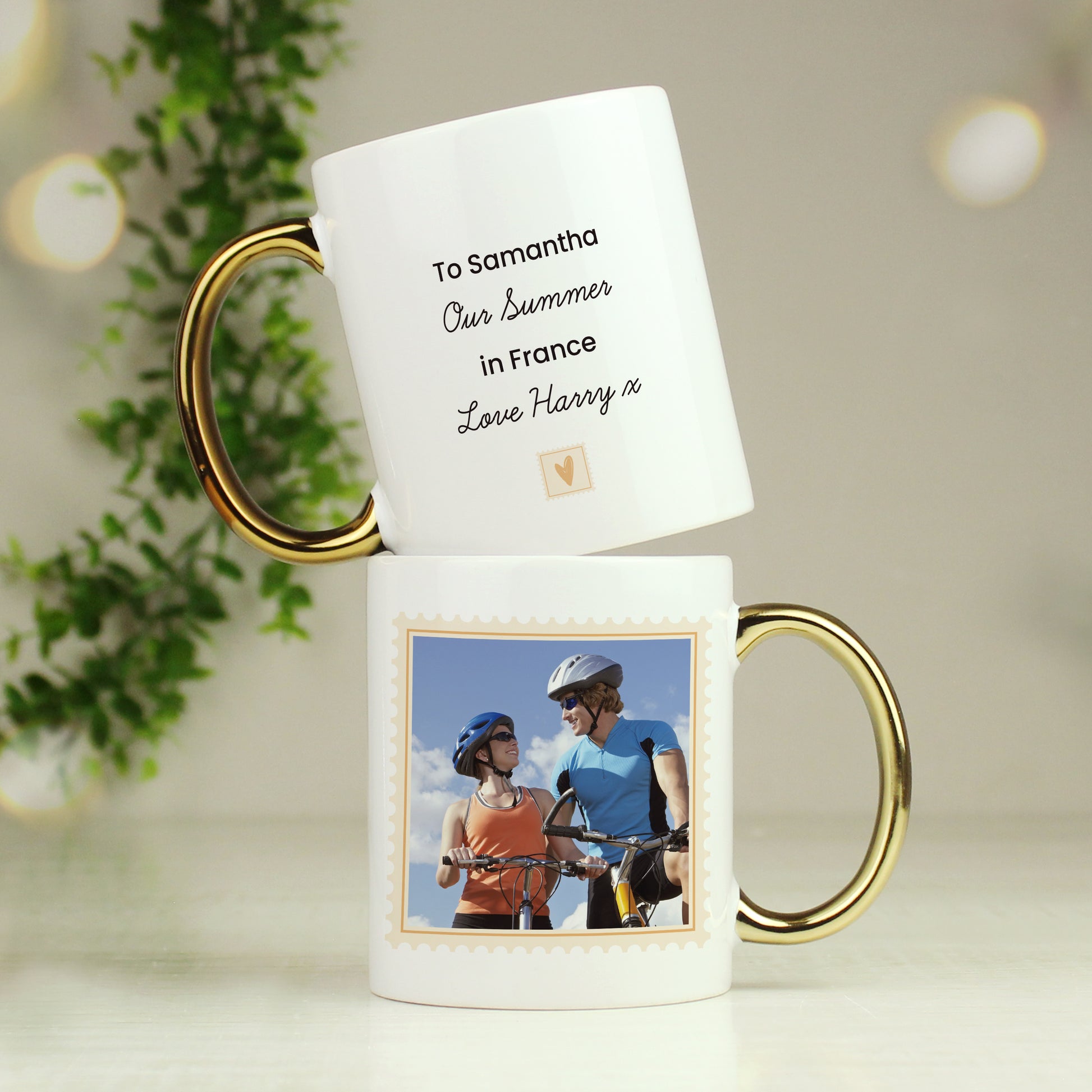 Personalised Photo Upload Gold Handled Mug - MK&JD Gifts