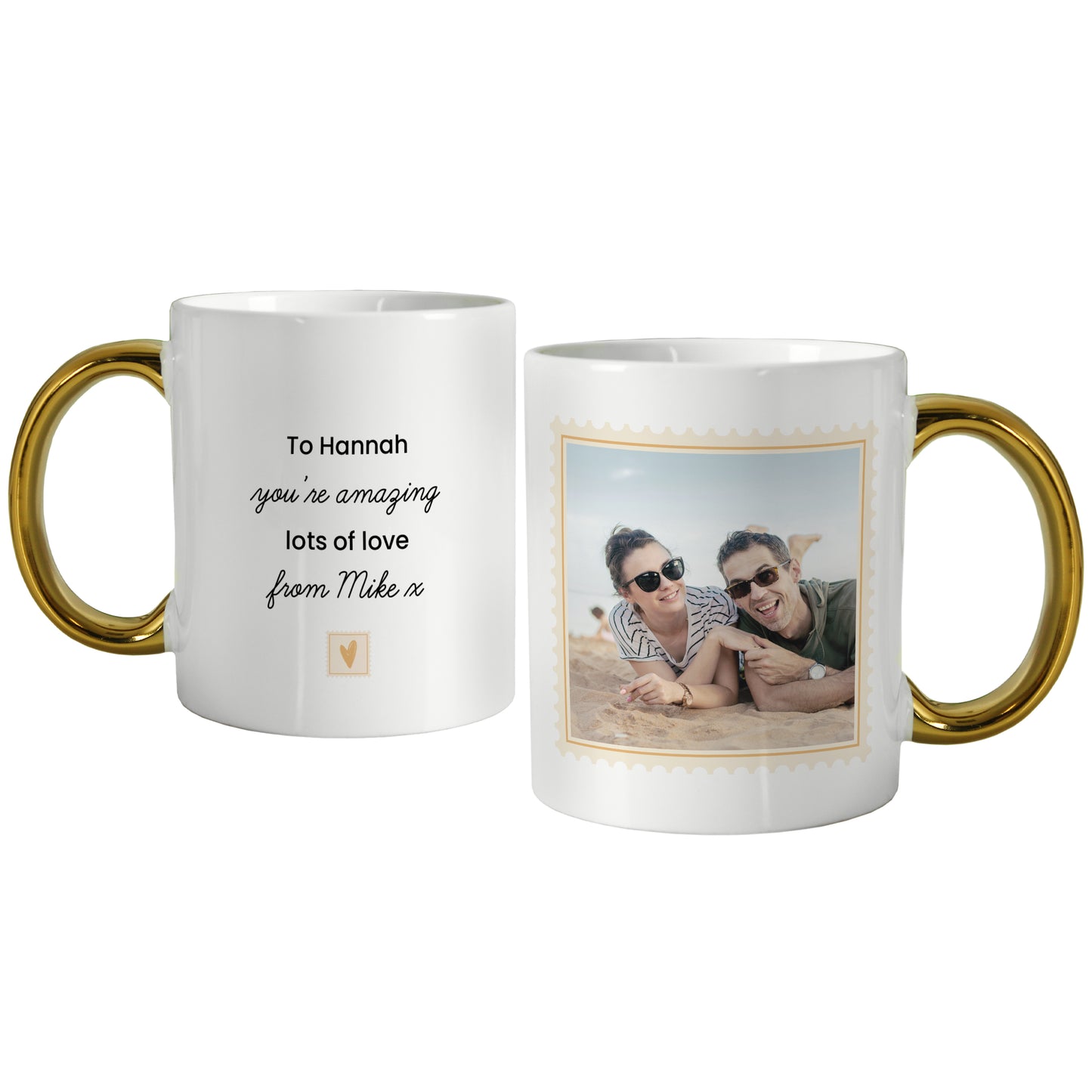 Personalised Photo Upload Gold Handled Mug