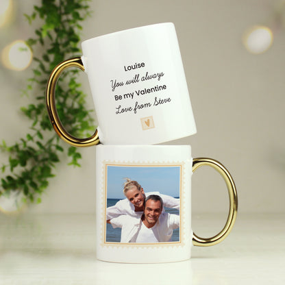 Personalised Photo Upload Gold Handled Mug - MK&JD Gifts