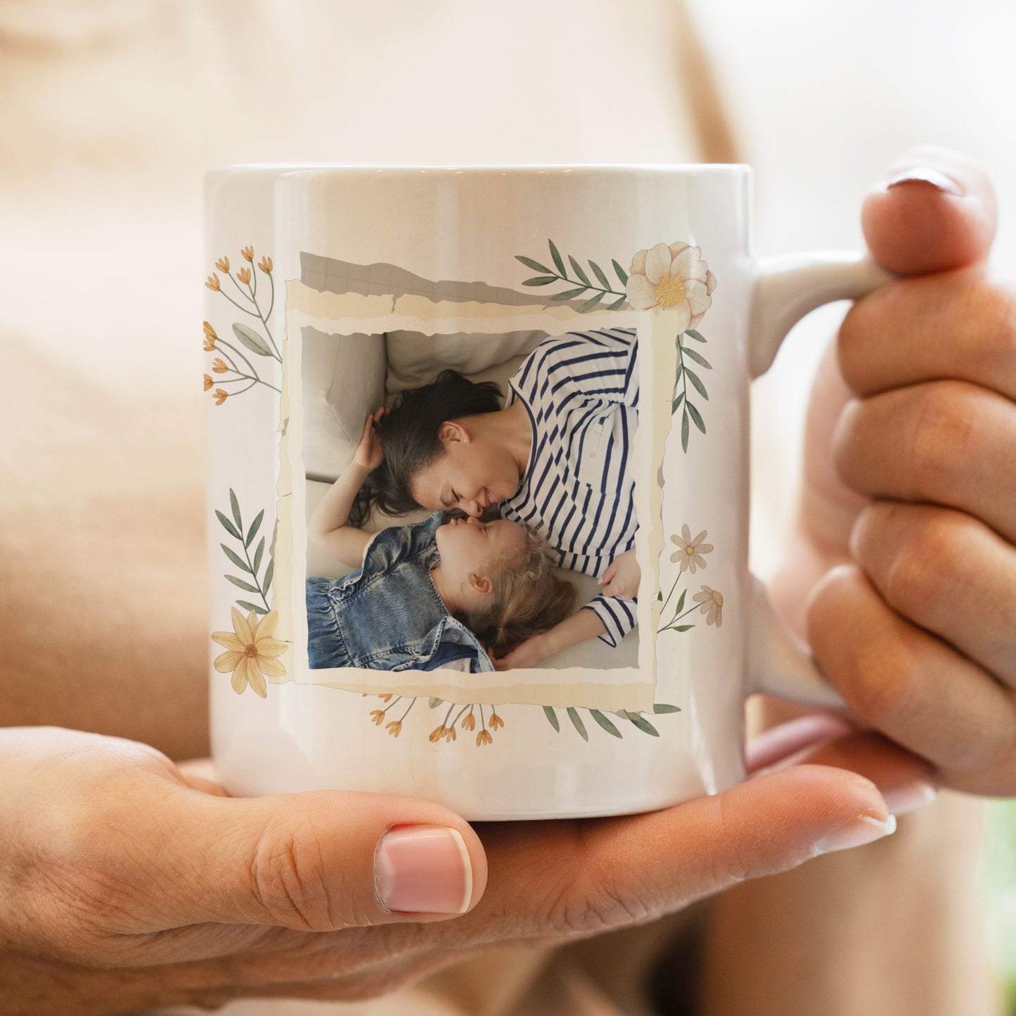 Personalised Wild Flowers Photo Upload Mug