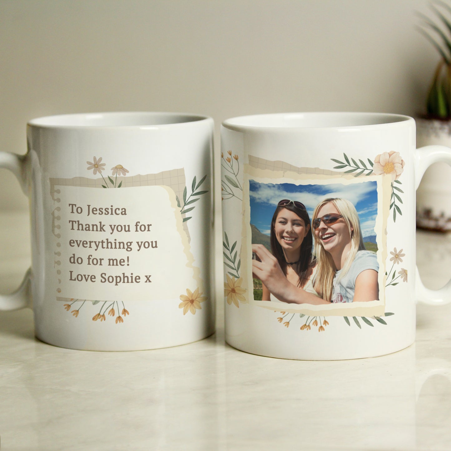 Personalised Wild Flowers Photo Upload Mug