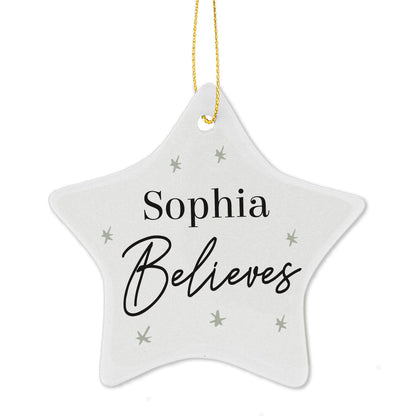 Personalised Believes Ceramic Star Decoration - MK&JD Gifts