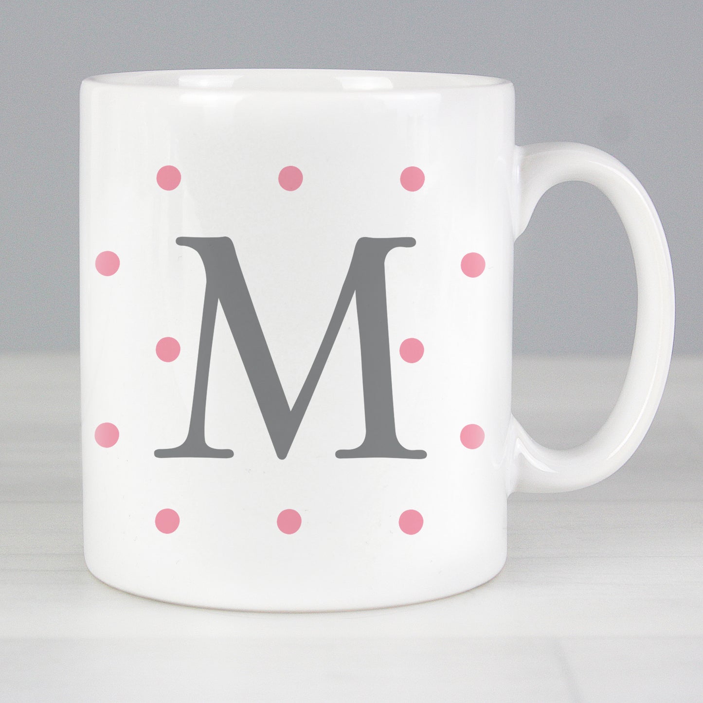 Personalised Monogram Pink Spot Mug