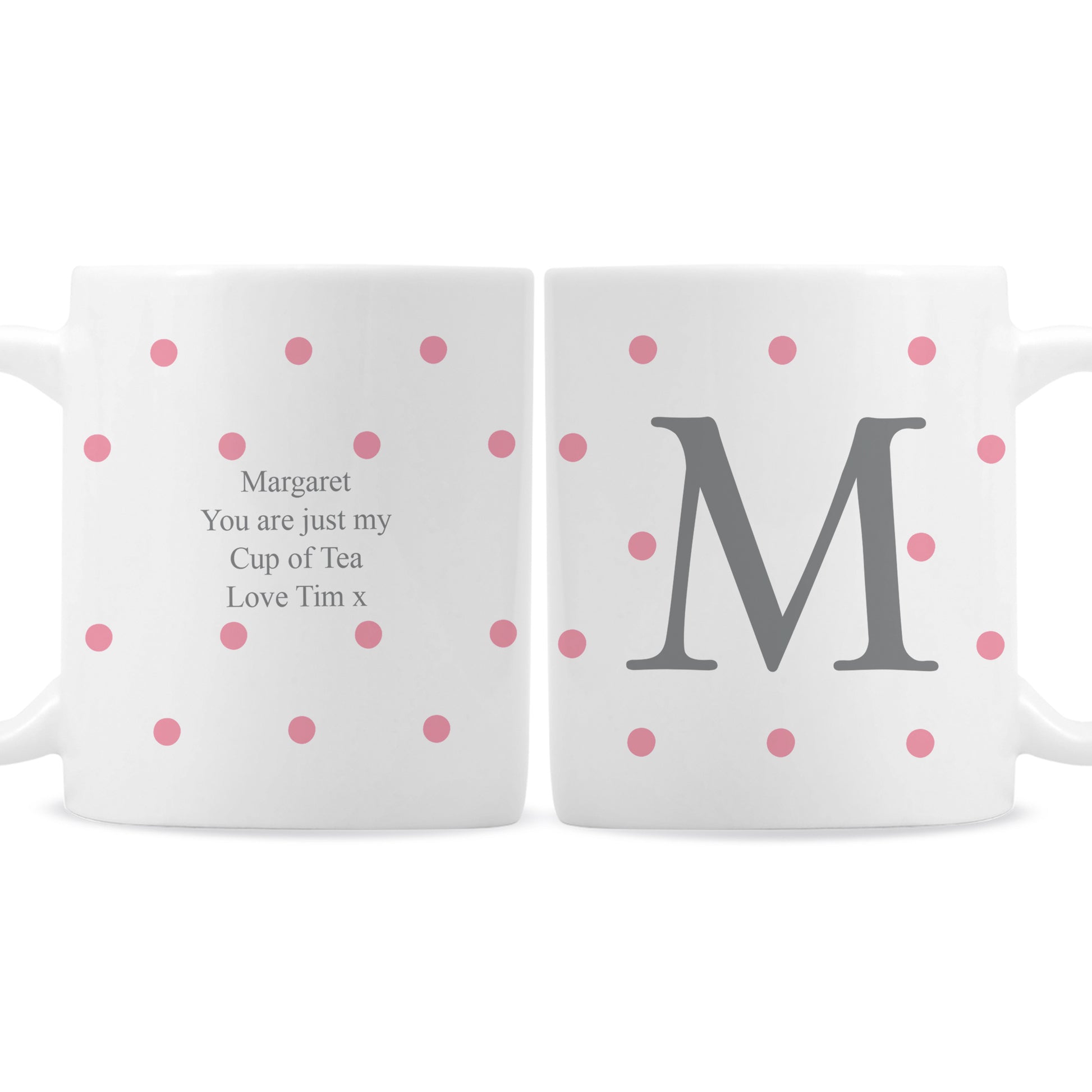 Personalised Monogram Pink Spot Mug - MK&JD Gifts