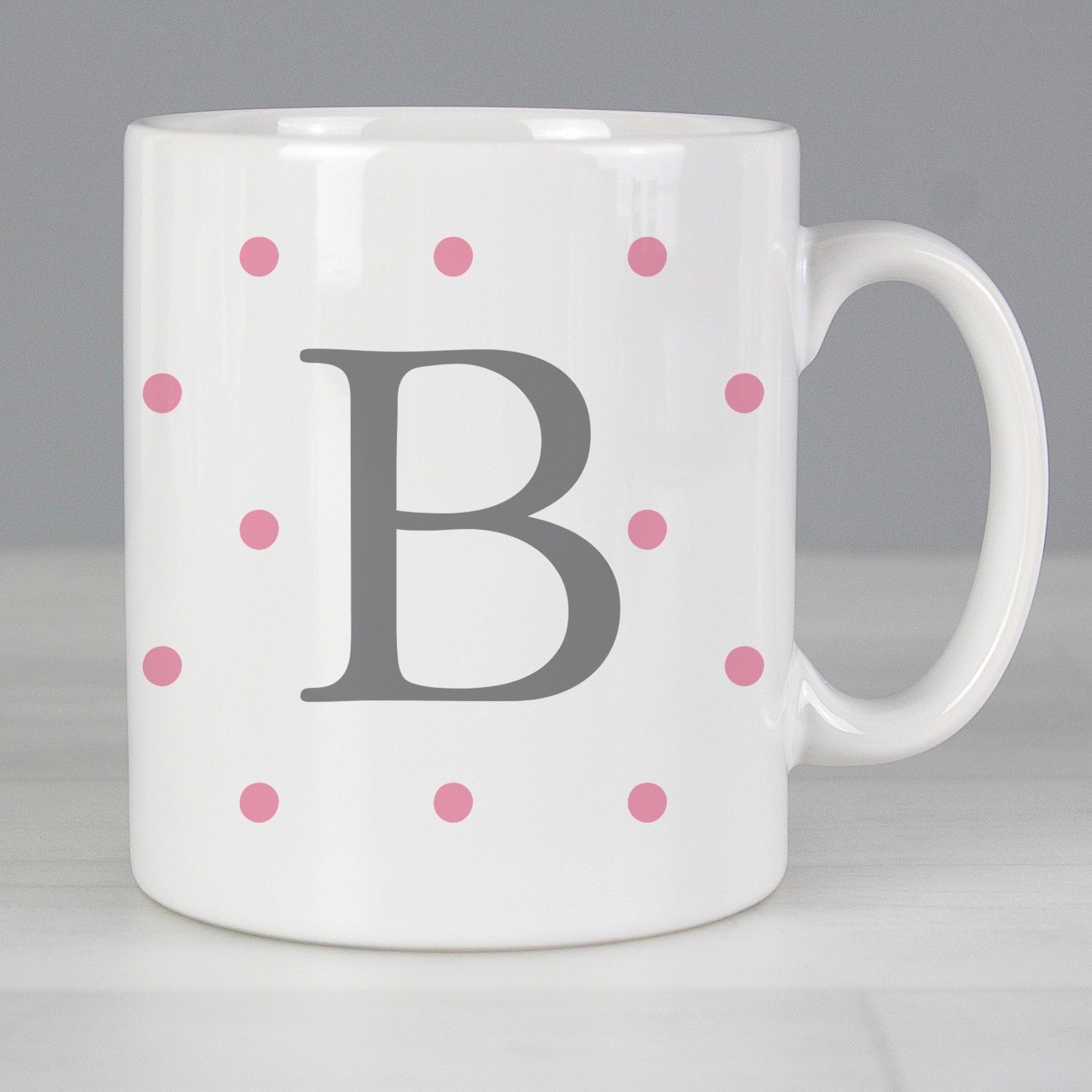 Personalised Monogram Pink Spot Mug - MK&JD Gifts