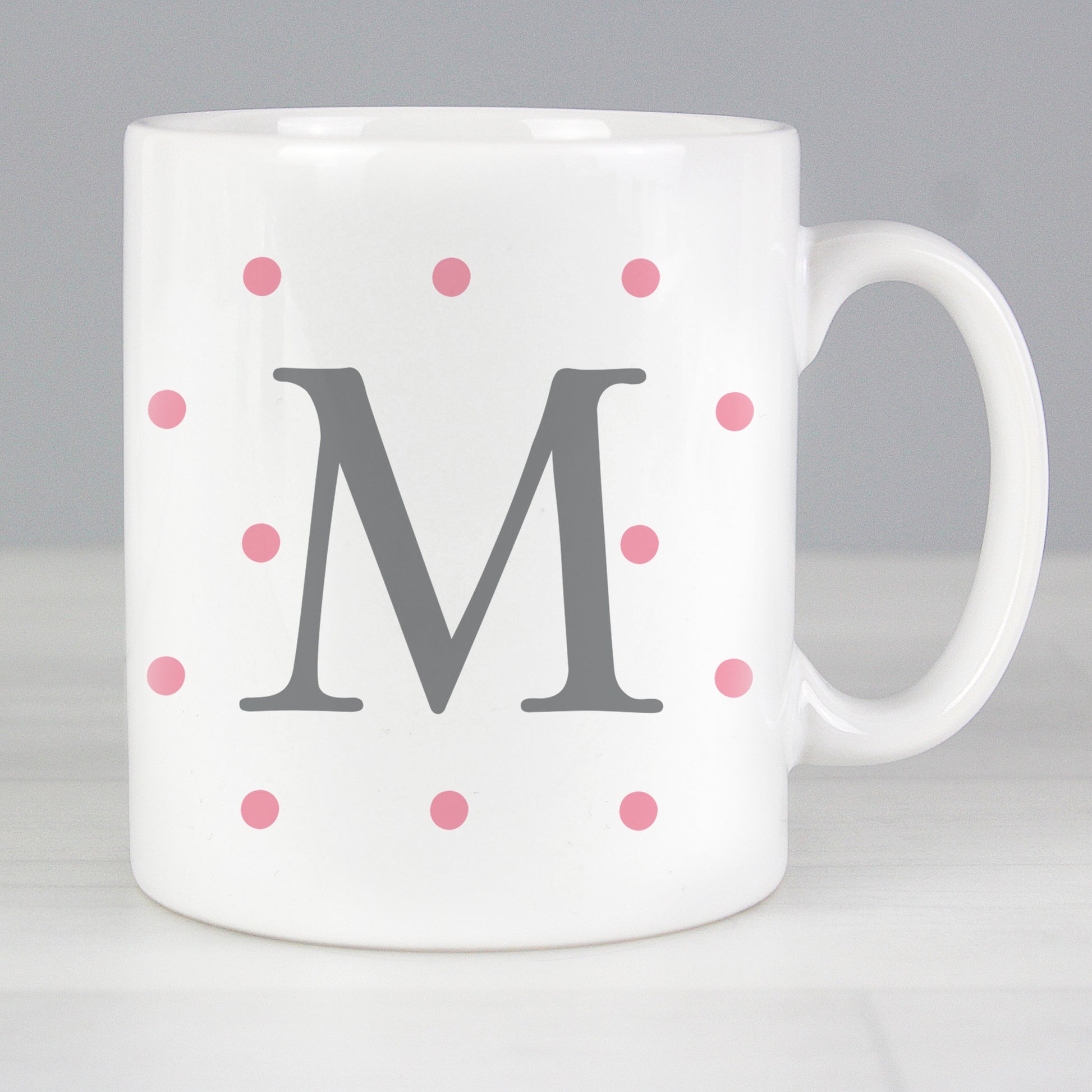 Personalised Monogram Pink Spot Mug - MK&JD Gifts