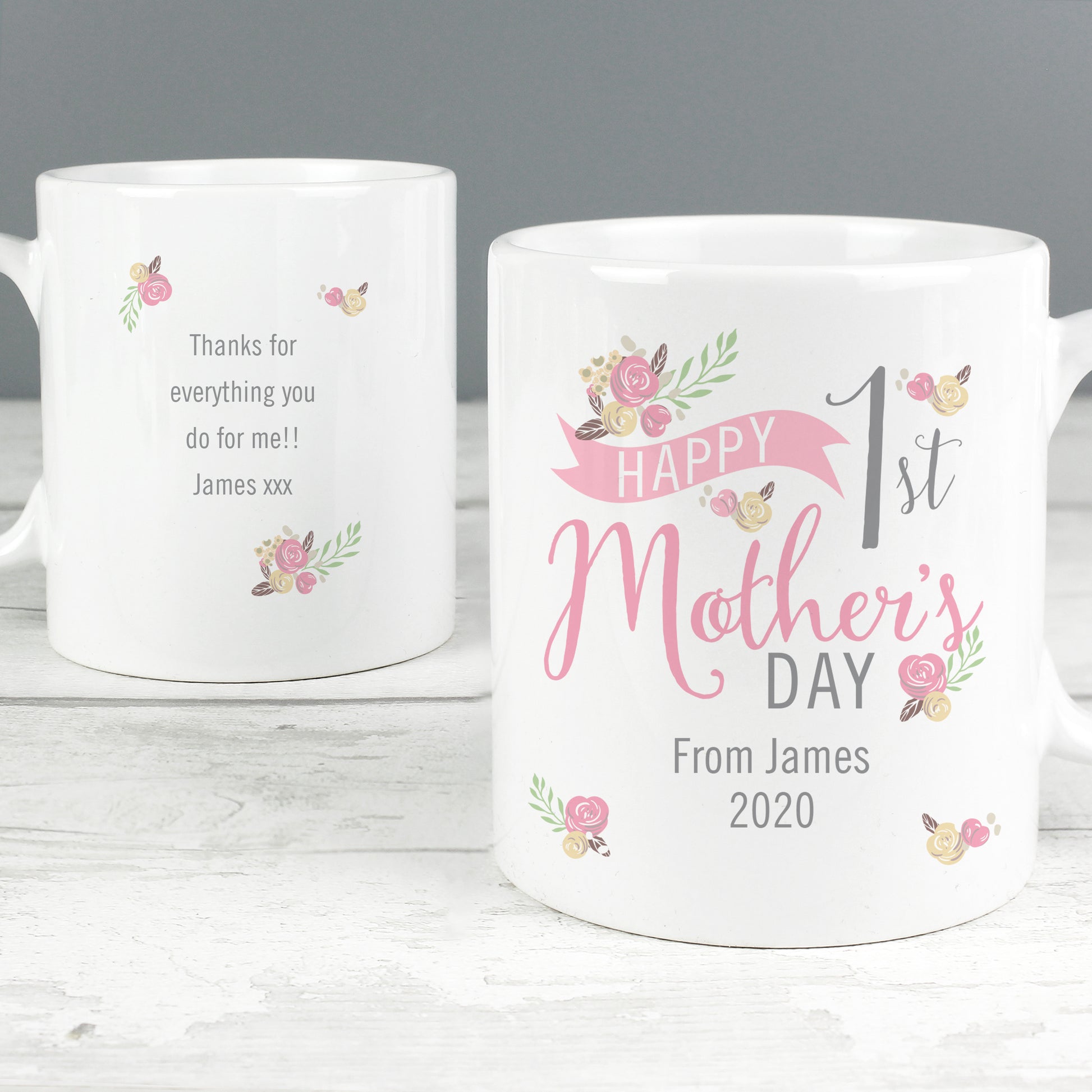 Personalised Floral Bouquet 1st Mothers Day Mug - MK&JD Gifts