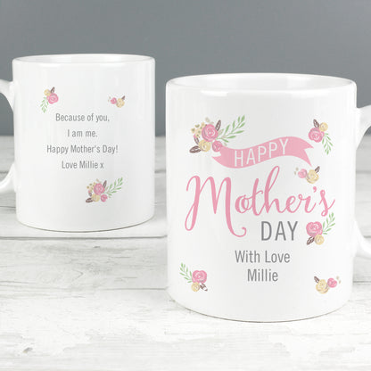 Personalised Floral Bouquet Mothers Day Mug - MK&JD Gifts