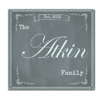 Personalised Family Chalk Glass Chopping Board/Worktop Saver - MK&JD Gifts