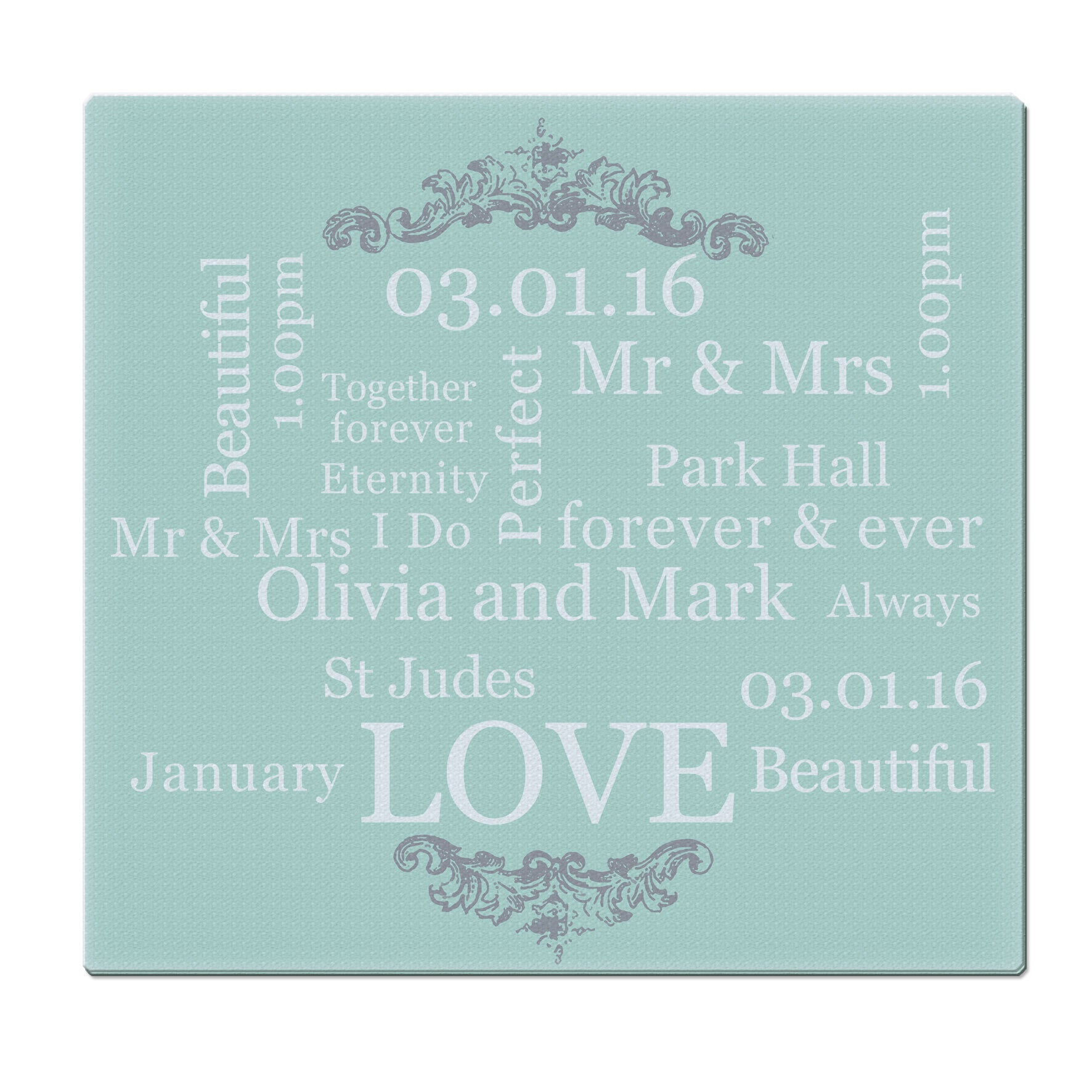 Personalised Typography Glass Chopping Board/Worktop Saver - MK&JD Gifts