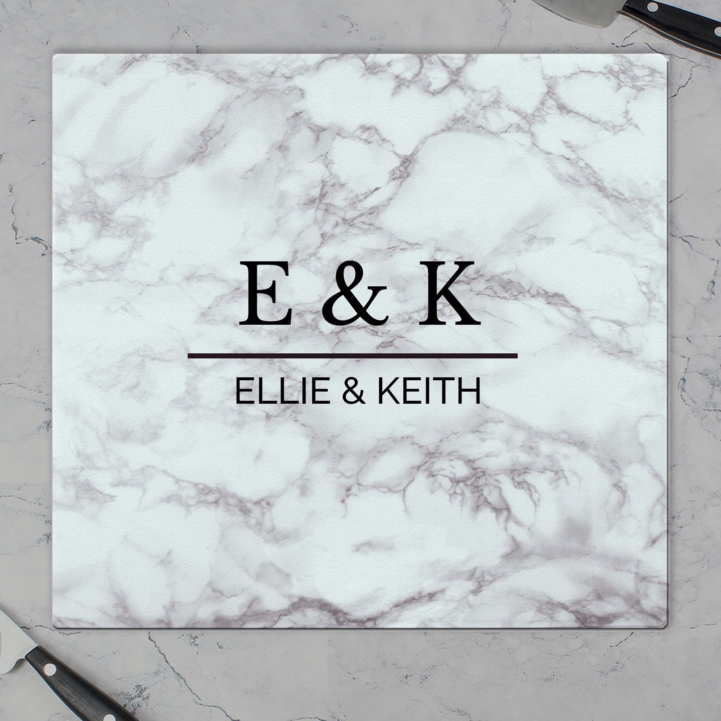 Personalised Marble Effect Glass Chopping Board/Worktop Saver - MK&JD Gifts