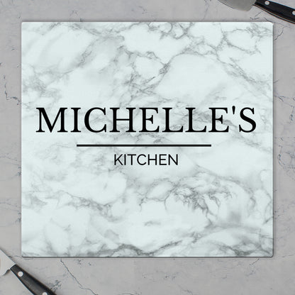 Personalised Marble Effect Glass Chopping Board/Worktop Saver - MK&JD Gifts