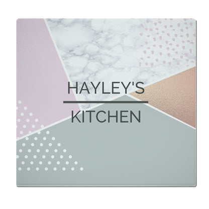 Personalised Geometric Glass Chopping Board/Worktop Saver - MK&JD Gifts