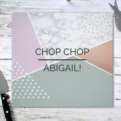 Personalised Geometric Glass Chopping Board/Worktop Saver - MK&JD Gifts