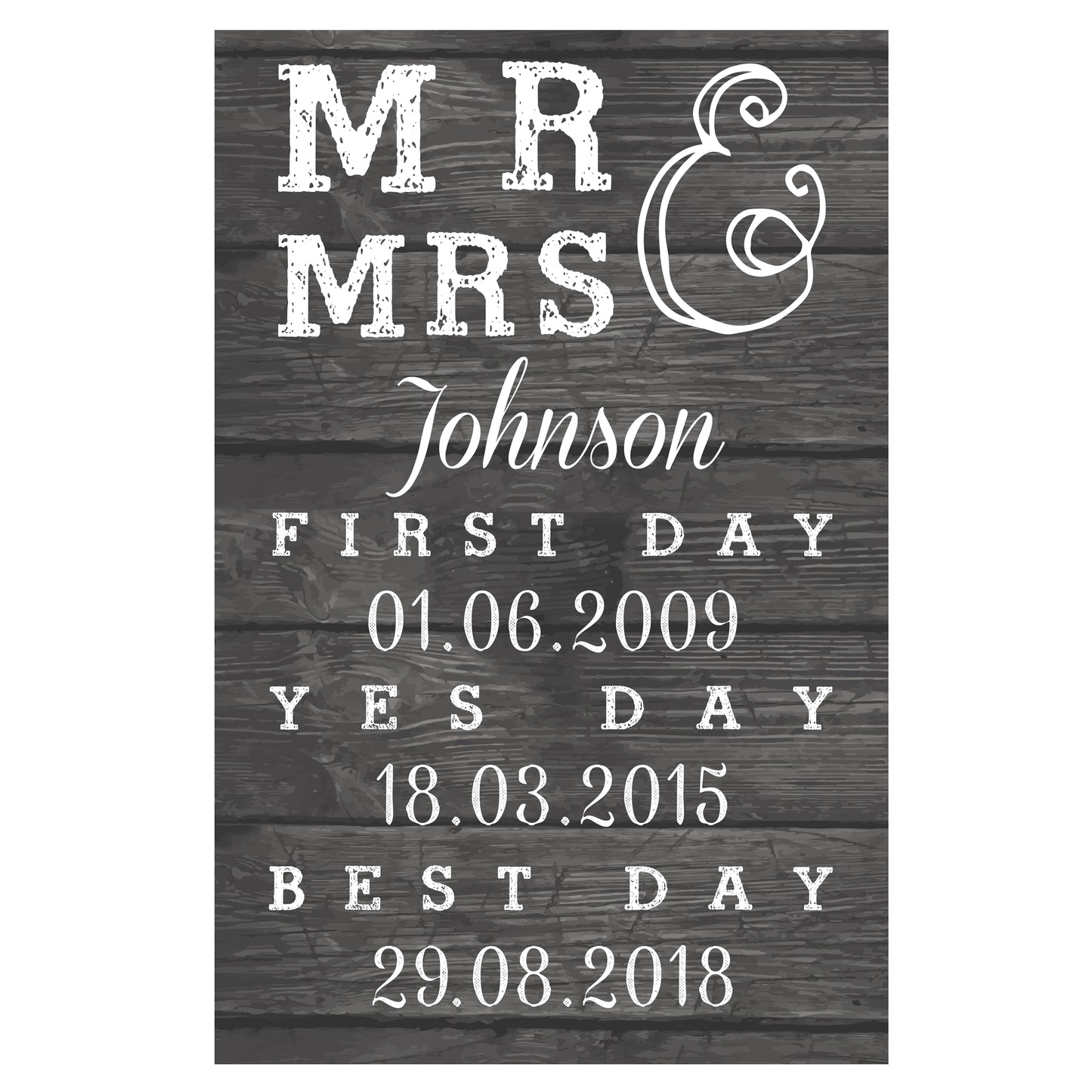 Personalised Mr & Mrs First Day Yes Day & Best Day Metal Sign - MK&JD Gifts