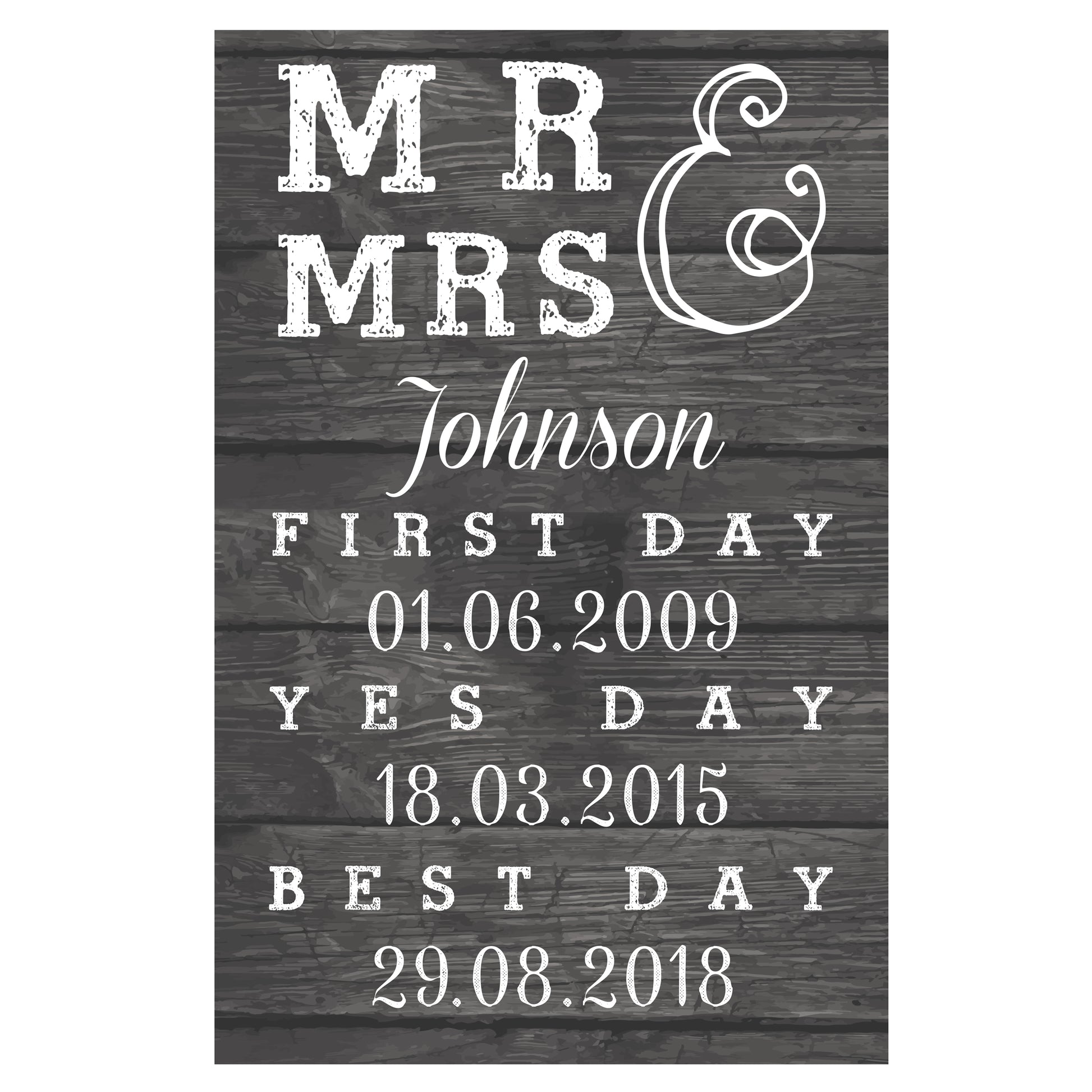 Personalised Mr & Mrs First Day Yes Day & Best Day Metal Sign - MK&JD Gifts