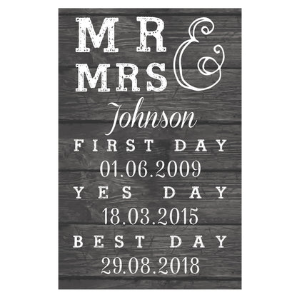 Personalised Mr & Mrs First Day Yes Day & Best Day Metal Sign - MK&JD Gifts