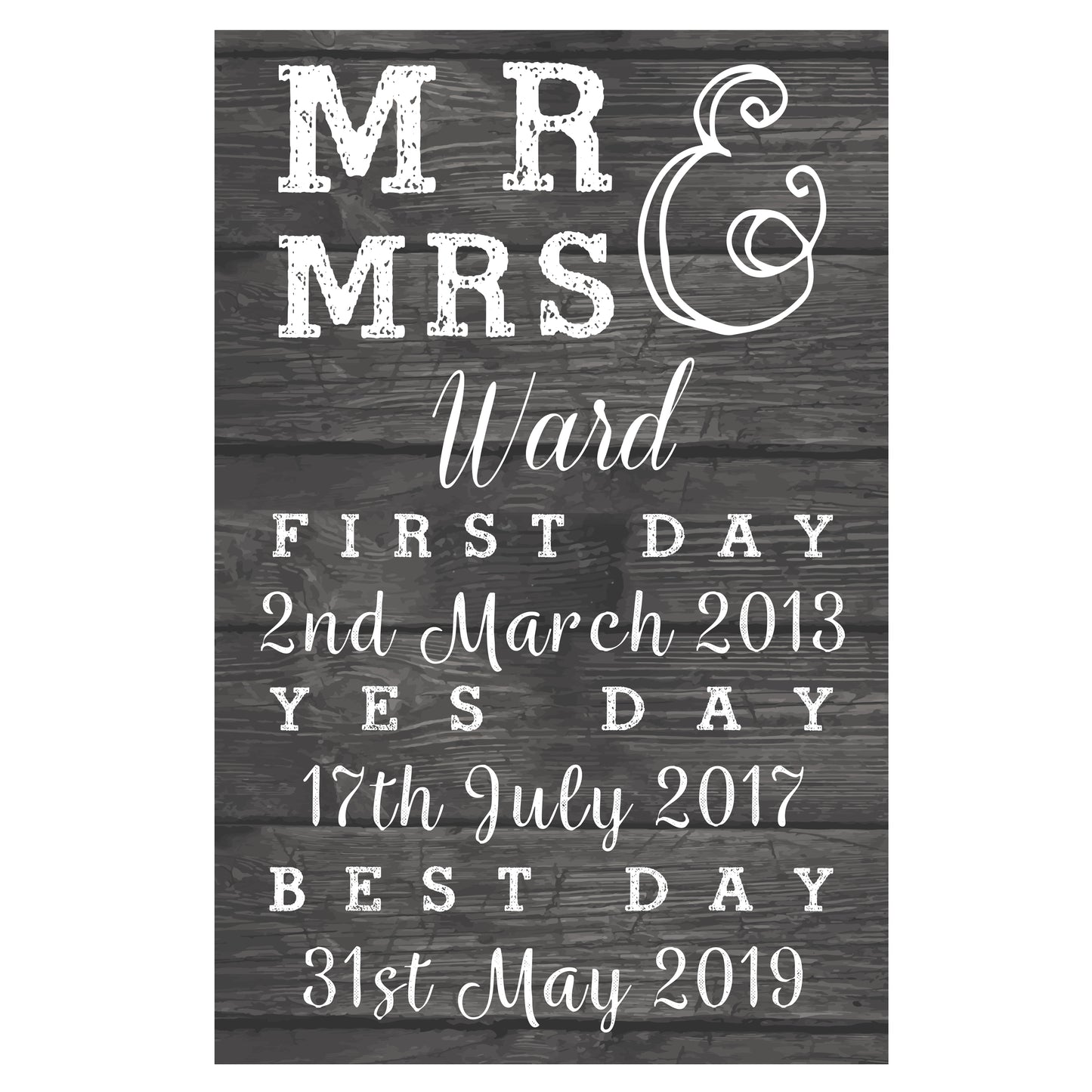 Personalised Mr & Mrs First Day Yes Day & Best Day Metal Sign - MK&JD Gifts