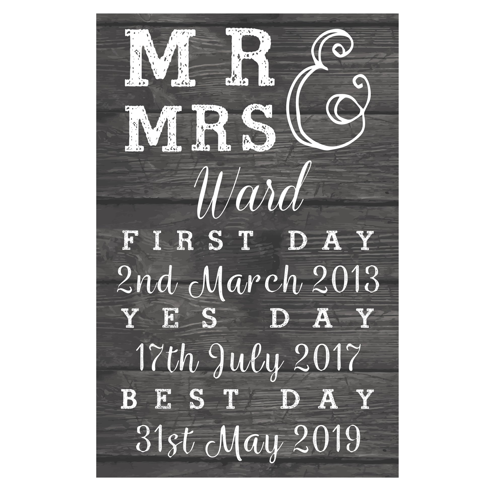 Personalised Mr & Mrs First Day Yes Day & Best Day Metal Sign - MK&JD Gifts