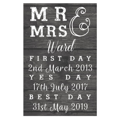 Personalised Mr & Mrs First Day Yes Day & Best Day Metal Sign - MK&JD Gifts