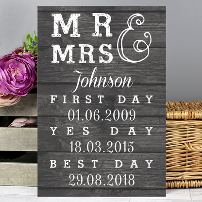 Personalised Mr & Mrs First Day Yes Day & Best Day Metal Sign - MK&JD Gifts