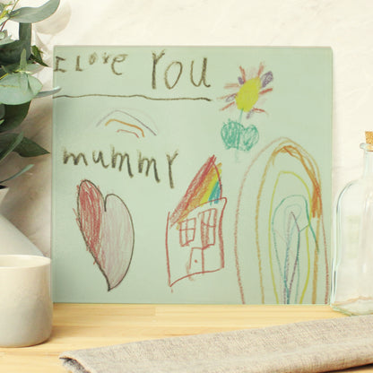 Personalised Childrens Drawing Photo Upload Glass Chopping Board/Worktop Saver - MK&JD Gifts