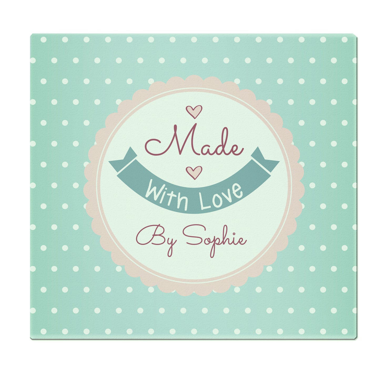 Personalised Made with Love Glass Chopping Board/Worktop Saver - MK&JD Gifts