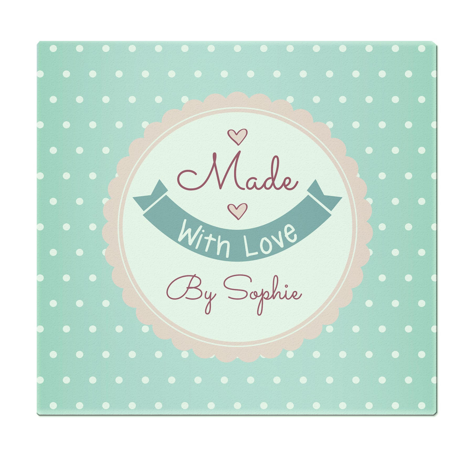 Personalised Made with Love Glass Chopping Board/Worktop Saver - MK&JD Gifts