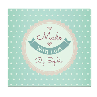 Personalised Made with Love Glass Chopping Board/Worktop Saver - MK&JD Gifts