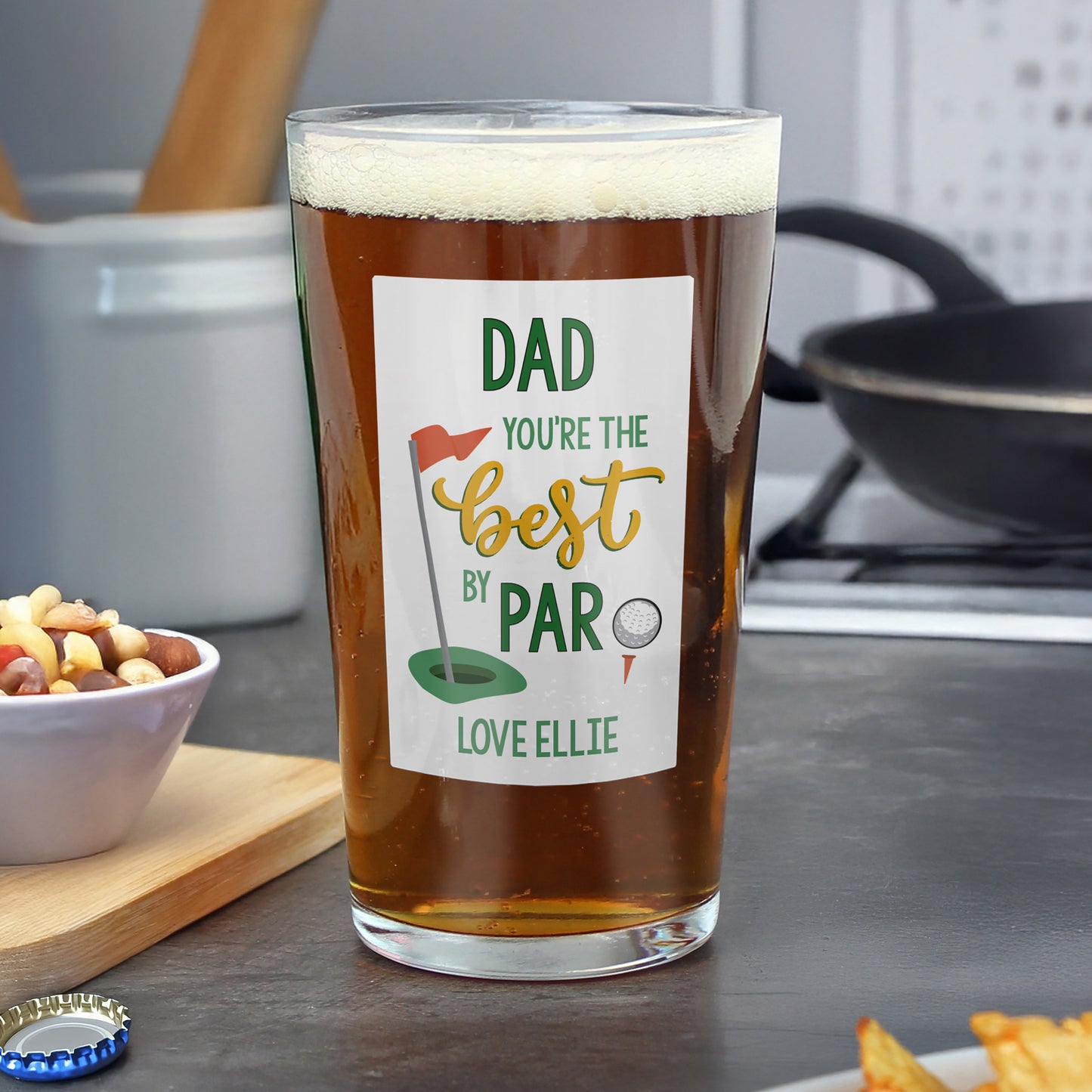 Personalised Best By Par Printed Beer Glass - MK&JD Gifts