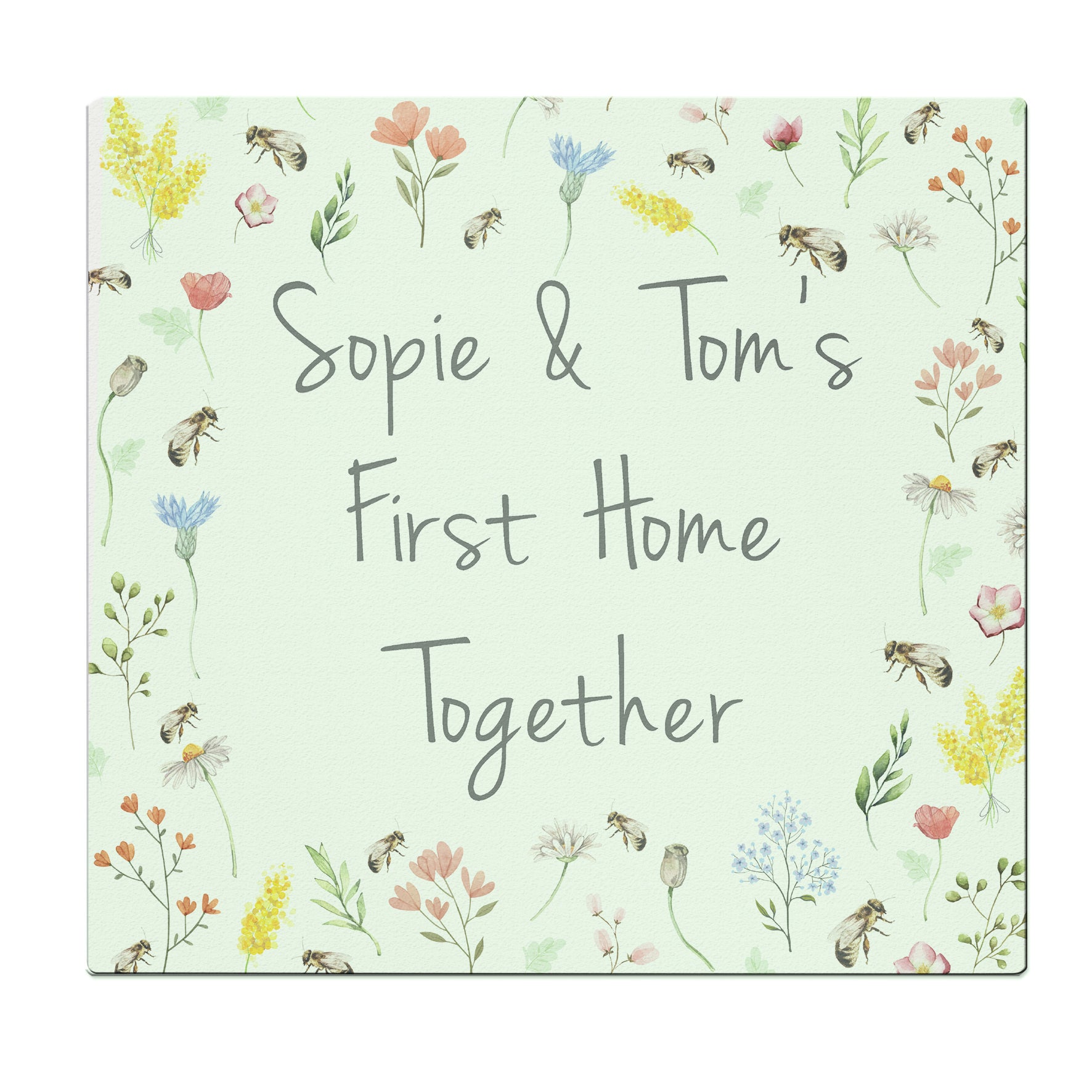 Personalised Busy Bee Glass Chopping Board/Worktop Saver - MK&JD Gifts