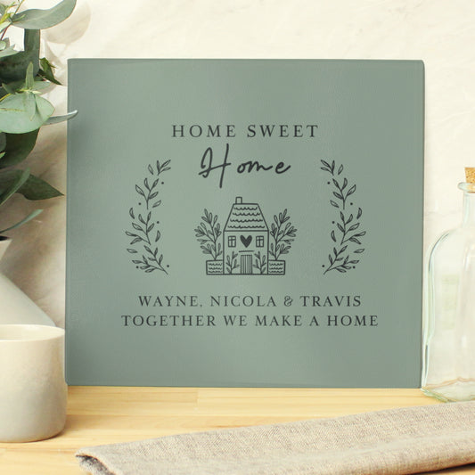 Personalised HOME Glass Chopping Board/Worktop Saver - MK&JD Gifts