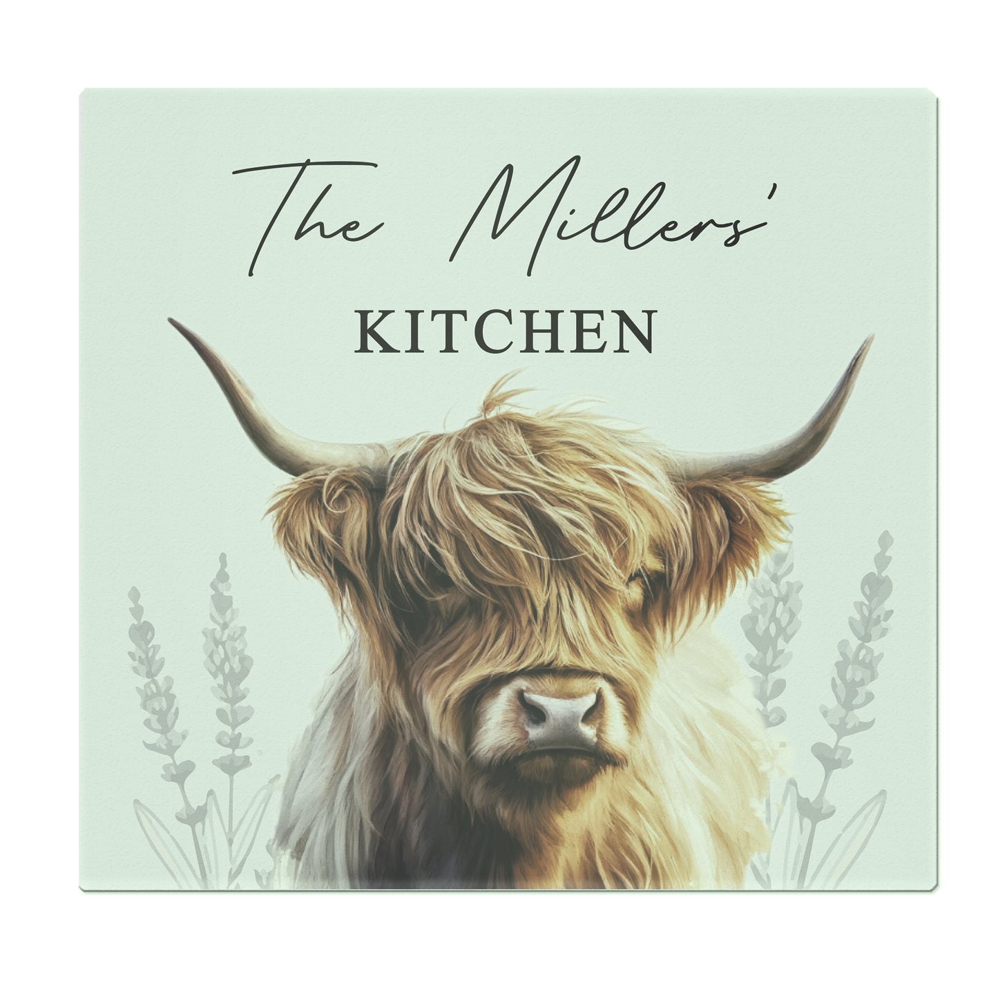Personalised Highland Cow Glass Chopping Board - MK&JD Gifts