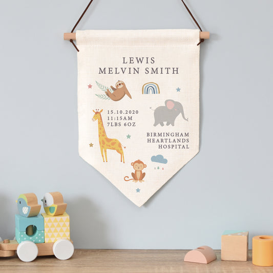 Personalised Safari Animals Hanging Banner - MK&JD Gifts