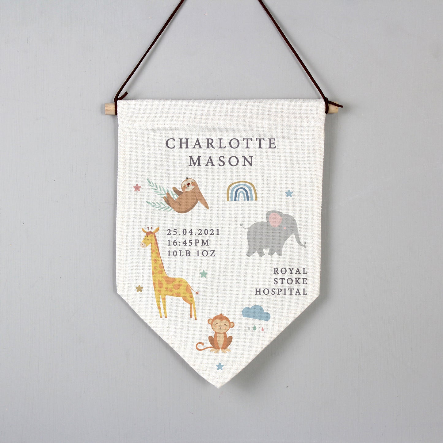 Personalised Safari Animals Hanging Banner - MK&JD Gifts