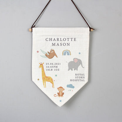 Personalised Safari Animals Hanging Banner - MK&JD Gifts