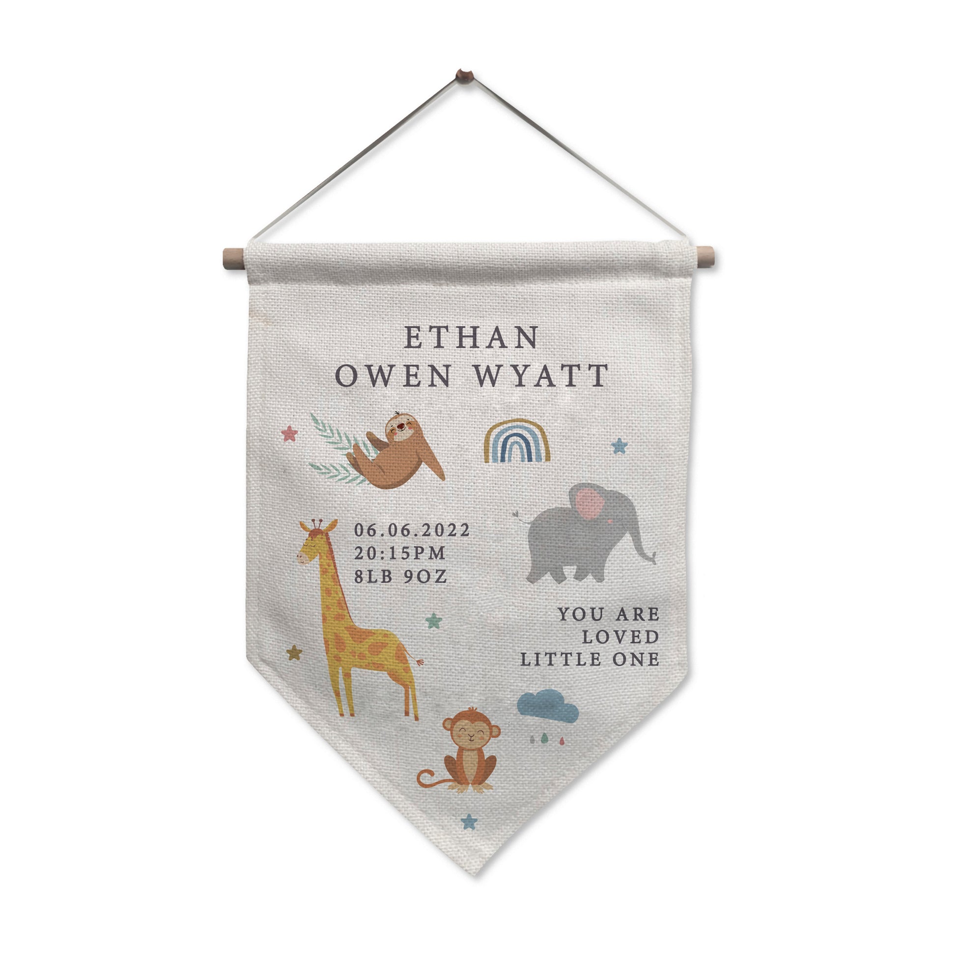 Personalised Safari Animals Hanging Banner - MK&JD Gifts