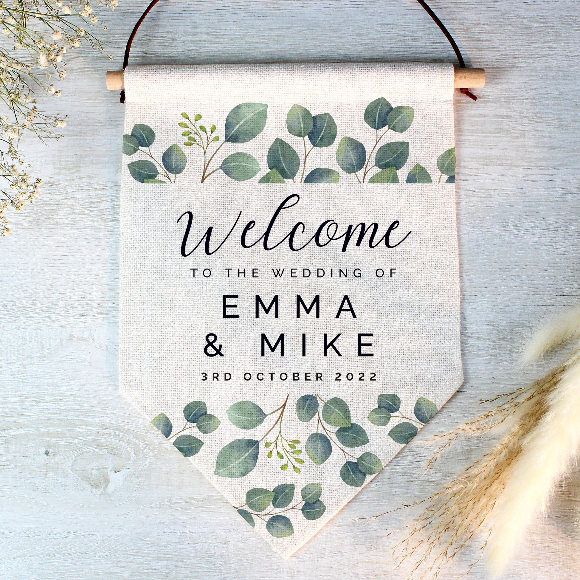 Personalised Botanical Wedding Hanging Banner - MK&JD Gifts