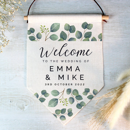 Personalised Botanical Wedding Hanging Banner - MK&JD Gifts