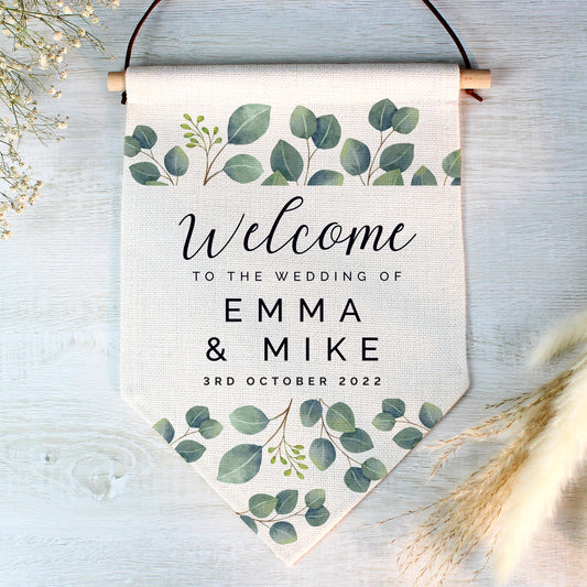 Personalised Botanical Wedding Hanging Banner - MK&JD Gifts